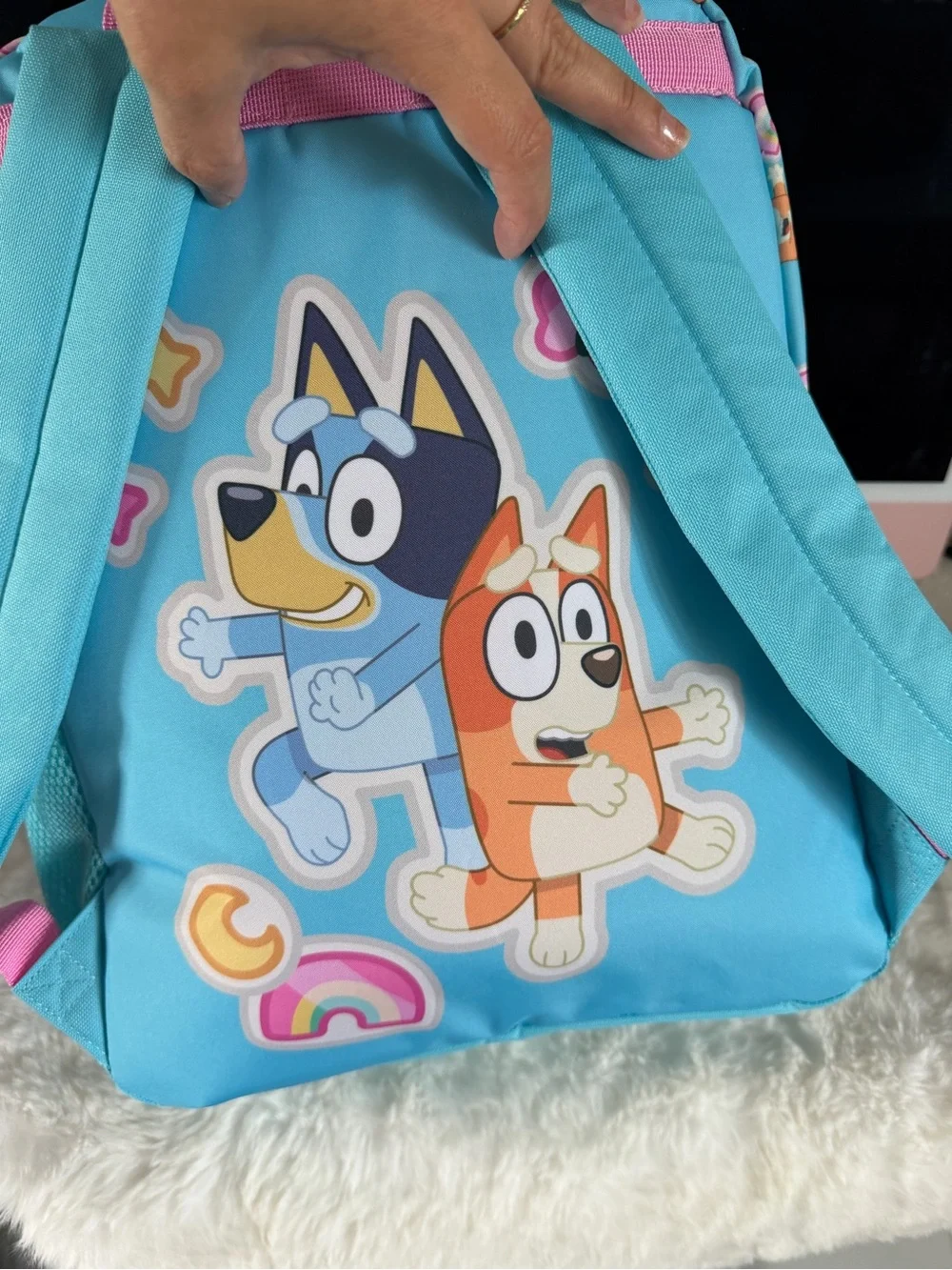 Bluey Sequin Backpack and Lunchbox Set - Pink & Aqua 16in H 12in W